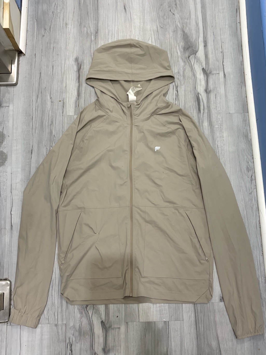 Fabletics Taupe Hooded Windbreaker Jacket